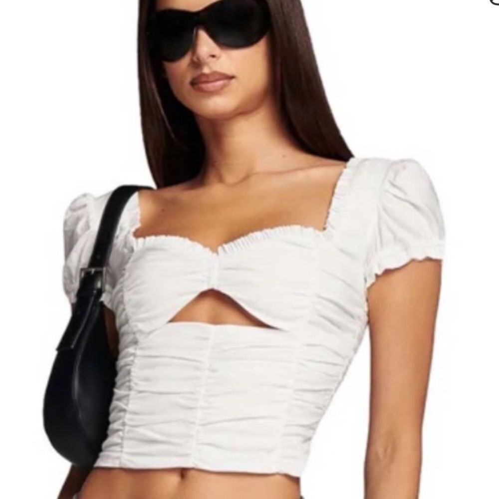 I.AM.GIA White Gene Ruched Crop Top size small
